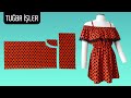 Very Easy Strappy Bardot Dress Cutting and Sewing (100% Profitable Project) | Tuğba İşler