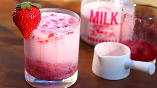 ［外で作る］生のいちご使って贅沢いちごミルクの作り方 strawberry milk recipe