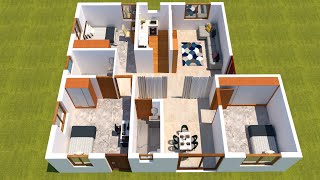 3 Bedroom First Floor South Face Flat 3D walkthrough