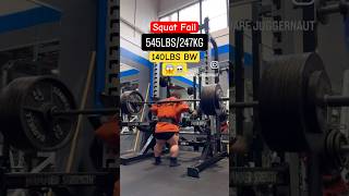 545LBS Failed Squat Attempt: Dwarf Juggernaut #squat #gymfails #squats