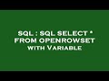 SQL : SQL SELECT * FROM OPENROWSET with Variable