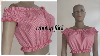 como hacer una blusa, croptop, talla,XS,S,M, fácil,sin moldes,sin patrónes,en solo 15 minutos