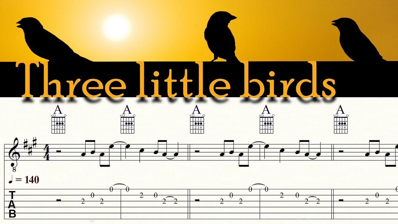 THREE LITTLE BIRDS | BOB MARLEY | Guitar Lesson | Melody, Chords ...