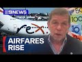 Domestic airfares soar after Rex decline | 9 News Australia