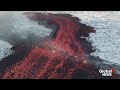 iceland volcano mesmerizing drone video shows bubbling lava swallow road near blue lagoon