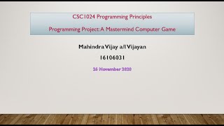 CSC1024 Programming Principle - A Mastermind Game