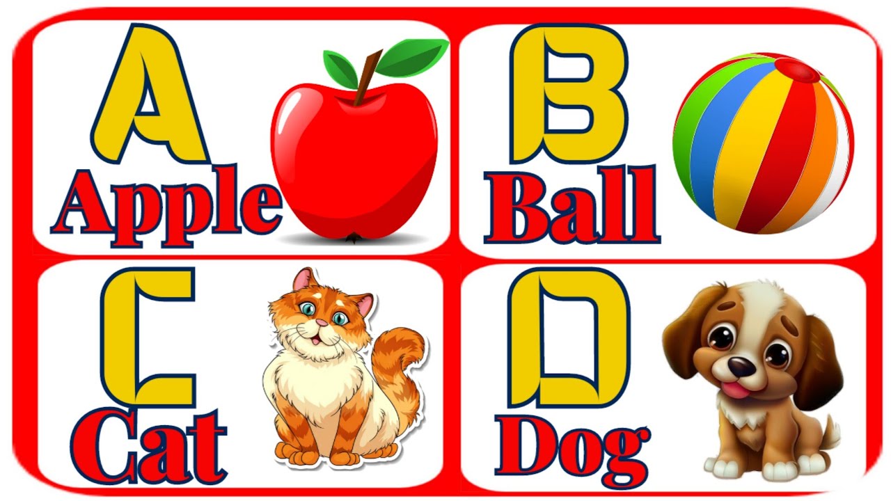 English Alphabet | Learn A To Z | A For Apple B For Ball | Abcd Rhymes ...