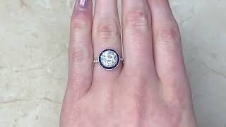 2.82ct Old European Cut Diamond \u0026 Natural Sapphire Halo Engagement Ring - Harewood Ring - Hand Video