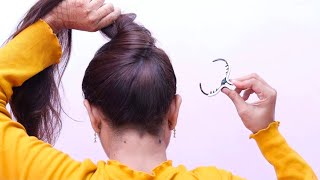 easy high juda bun hairstyle for girls | clutcher hairstyles for long hair | easy self hairstyles