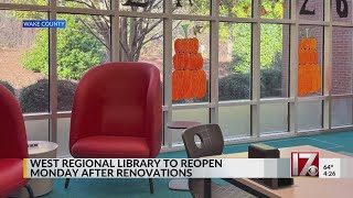 West Regional Library to reopen in Wake County after renovations