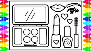 How to Draw a MAKEUP SET 💋💅💄Step by Step for Kids | MAKEUP Drawing | Fun Coloring Pages for Kids