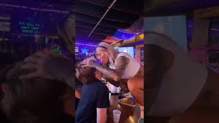 Sexy Waitress Spits drink on customer's face