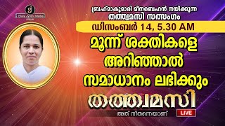 3 ശക്തികളെ അറിഞ്ഞാൽ സമാധാനം ലഭിക്കും | Thathwamasi Satsangam PART 23 | B.K.Meena Behn