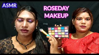 ASMR~ Doing My Elder Bro Transformation Roseday Special Makeup🌹 (Tingle's) @asmrsangi7044