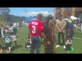 Russell Wilson and Ciara talks with youth at Seahawks training camp