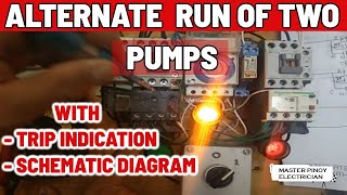 ALTERNATE RUN OF TWO PUMPS WITH TRIP INDICATION by MasterPinoyElectrcian