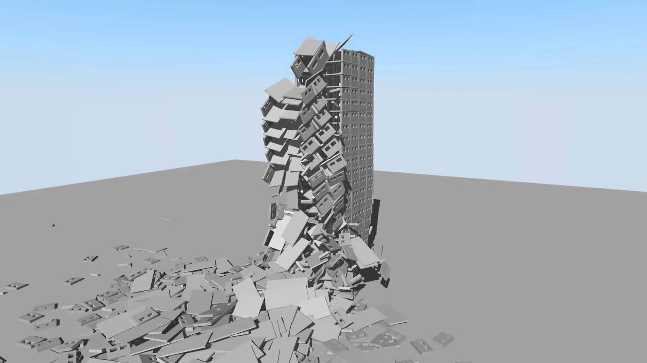 Blender Physics Test Building Collapse 02 Youtube