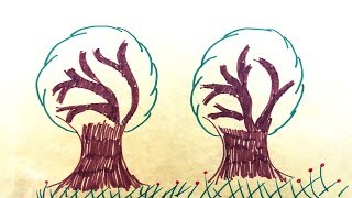How To Draw beautiful Twin Trees For Kids Step by Step Easy - Wajee Art & Crafts