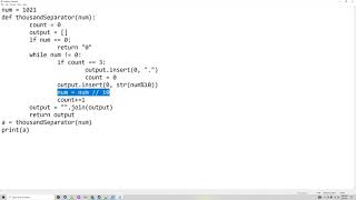 Thousands Separator - Leetcode python coding by Elrik