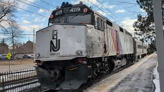 Railfanning NJ Transit at Short Hills 1-28-25: EMD F40PH-2CAT 4119 is back in service paired w/6012!