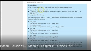 Python - Lesson #33 - Module 5 Chapter 15 - Objects Part 1