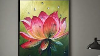 How to paint Lotus in Acrylic /Acrylic painting  /artdemo /Step by step lotus painting in acrylic