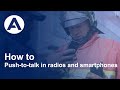 Push-to-talk in smartphones and in radios for police, firemen and ambulance -video