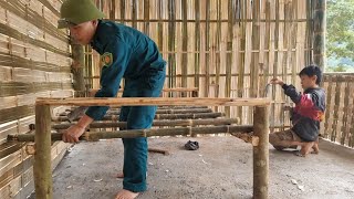 The kind policeman helped the orphan boy make a new, better bed for his new home.