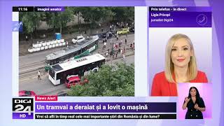 Accident grav la Iași. Un tramvai a deraiat după ce s-a lovit de o mașină - Digi24