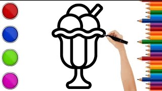 How to Draw A Cute Ice Cream Cup 🍨🍦 step by step drawing for kids and toddlers| #icecream