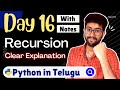 Day 16 : Recursion | Python Course in Telugu | Vamsi Bhavani
