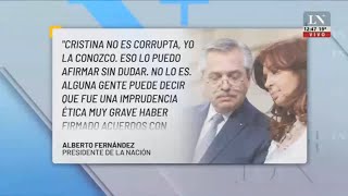Alberto Fernández habló de "descuidos éticos graves" de CFK