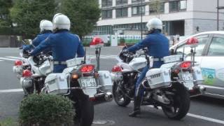 茨城県警要人警護　The police vehicles which guard an important person.