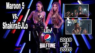 SHAKIRA & JLO LIVE AT PEPSI SUPER BOWL HALFTIME SHOW| 2019 VS 2020 | Maroon 5 vs SHAKIRA and JLo