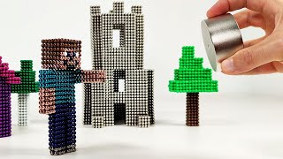 Steve builds a Minecraft Village with me | Magnetic Games