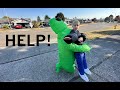 ★★★★★ EPIC alien costume test with adult and kids blow up halloween costume abduction carrying