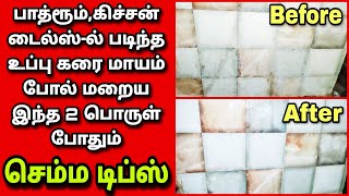 வீட்டில் இருக்கும் 2 பொருளில் டைல்ஸ் சில் உள்ள உப்பு கரைகள் அனைத்தும் மாயம் போல் மறையும்/tiles/tips