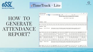 How to generate biometric attendance report in essl etimetracklite software @esslsecurity-z2n