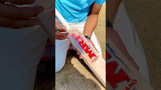 Sticker on Cricket Bat #cricket #mrf #batsticker