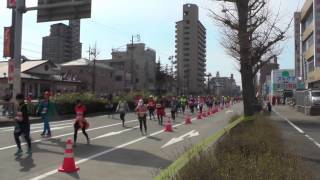 カラフルなウェアーの女性達　名古屋ウイメンズマラソン2017