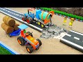 Diy tractor mini Bulldozer to making concrete road | Construction Vehicles, Road Roller, Excavator