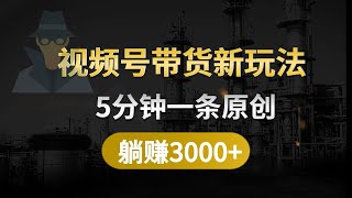 视频号带货新玩法，5分钟一条原创视频，小白也能月入8000+