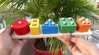 Wooden Geometric Shape Matching Five Column Blocks Educational & Learning Toys