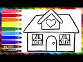 Draw and Color a Rainbow House 🏠❤️🌈 Drawings for Kids