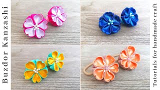 DIY Kanzashi kis virágos hajgumi / kanzashi flower - hair ornaments