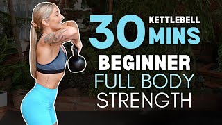 30 Min BEGINNER FULL BODY Kettlebell (Vocal Instructions) // NO REPEAT // LOW IMPACT
