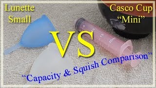 Lunette Sm vs Casco Mini Capacity \u0026 Squish Comparison - Menstrual Cups