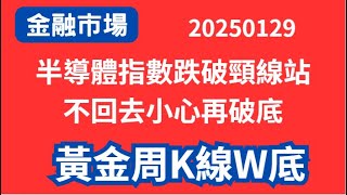 【金融市場】20250129#半導體指數跌破頸線站不回去小心再破底#黃金周K線W底#美債頭肩底還差臨門一腳