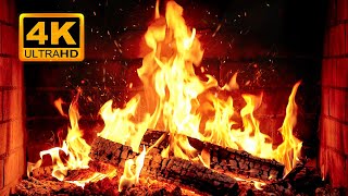 FIREPLACE 4K 🔥 Fireplace video with Burning Logs \u0026 Fire Sounds. Christmas Fireplace