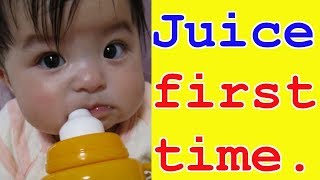 【5 month baby】Apple juice for the first time.初めてのリンゴジュース